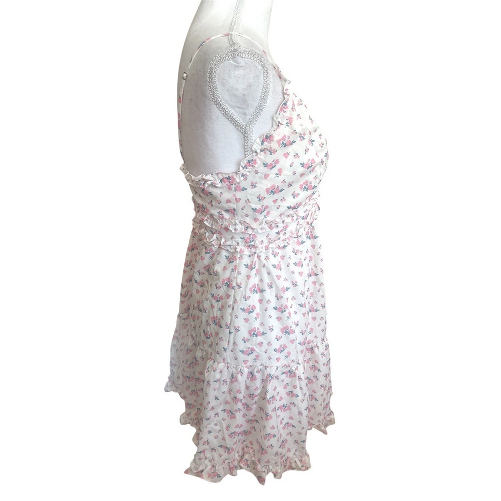 NWT Tiger Mist Claudette Pink Floral Ruffle Mini Dress Sz L Coquette Soft Girl - Picture 8 of 16